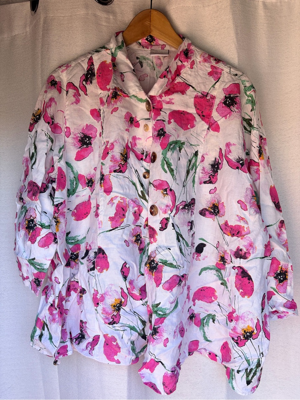 Women's Floral Button-Front Blouse - Pink